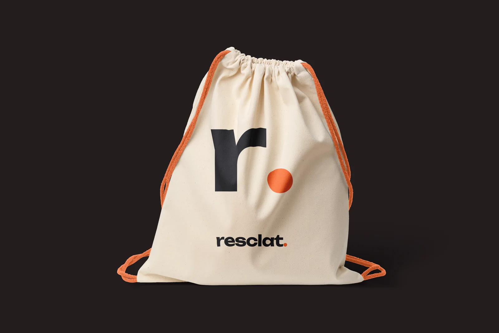 Mochila de lino de Resclat con la r. grande y cordones naranjas